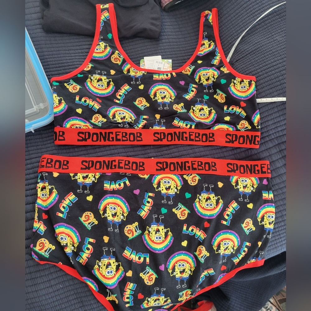 Torrid Sponge Bob Rainbow Tank and Boy Shorts Underware/sleep Set. NWT